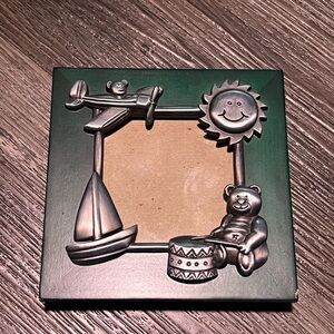 Source Unknown Green and Silver Picture Frame